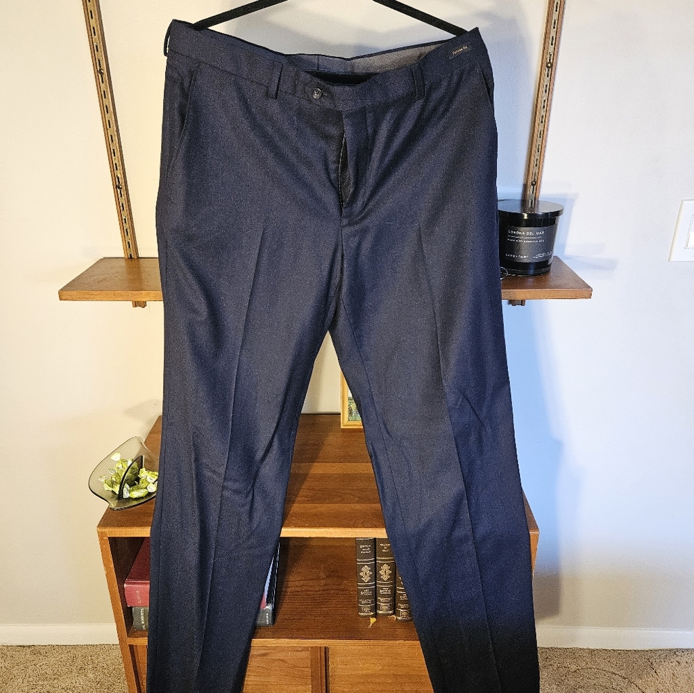 Jos.A.Bank Reserve Zignone Wool and Cashmere Navy Trousers 36Wx34L UNHEMMED